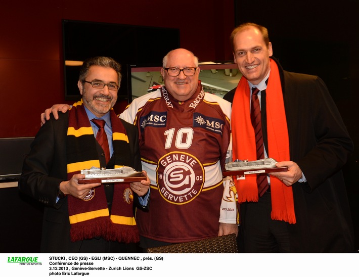 MSC Kreuzfahrten sponsert den Genève-Servette Hockey Club / MSC Kreuzfahrten ist ab Dienstag, 3. Dezember 2013 einer der Hauptsponsoren des Genève-Servette Hockey Club (GSHC) (Bild)