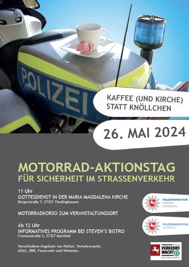 POL-DH: --- Polizei lädt ein zum Motorrad-Aktionstag mit Gottesdienst, Korso und Info-Programm ---