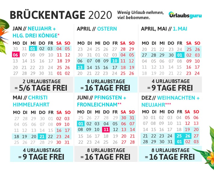 Das Maximum aus den Brückentagen 2020 herausholen