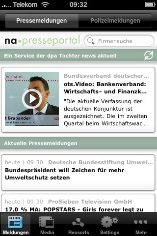 dpa-Tochter news aktuell launcht iPhone-App für Presseportal.de (mit Bild)