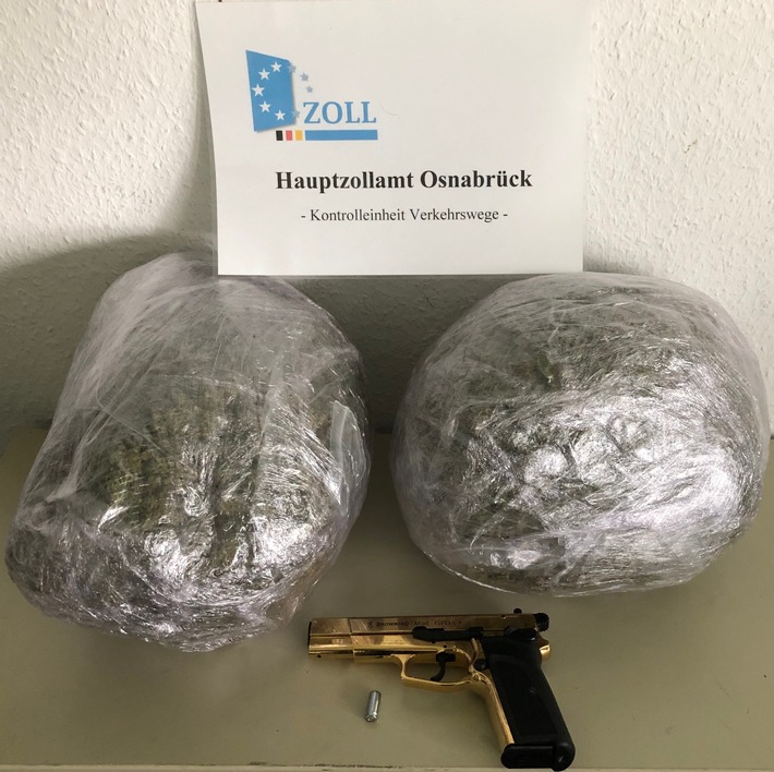 HZA-OS: 2.000 Gramm Marihuana sichergestellt; Osnabrücker Zoll nimmt Drogenkurier fest