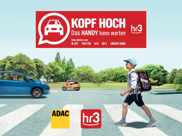 Handy weg vom Steuer - Start der Verkehrssicherheitsaktion „Kopf hoch. Das Handy kann warten“ von hr3 und dem ADAC Hessen-Thüringen