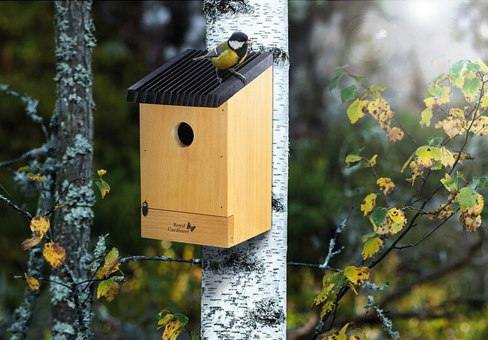 Royal Gardineer 2er-Set Tannenholz-Nistkästen für Wildvögel, 22x14x12 cm, vormontiert: Schutz und Nistmöglichkeit für Vögel im heimischen Garten