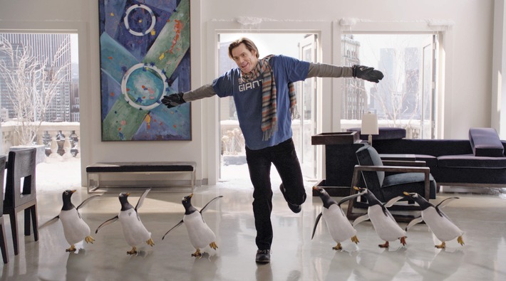 Ice-Ice-Carrey: SAT.1 zeigt die Free-TV-Premiere von &quot;Mr. Poppers Pinguine&quot; am 21. September 2013 (BILD)