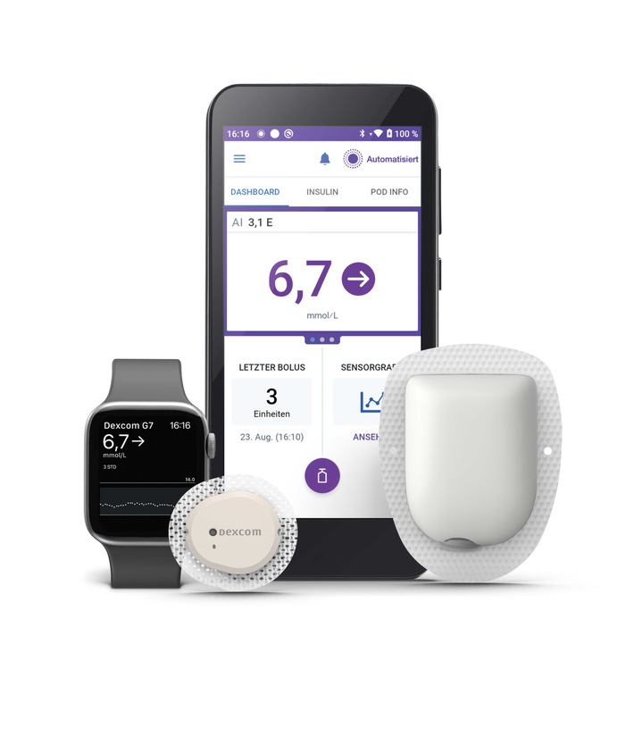 Dexcom G7 zur kontinuierlichen Glukosemessung in Echtzeit jetzt in der Schweiz mit Omnipod® 5 kompatibel