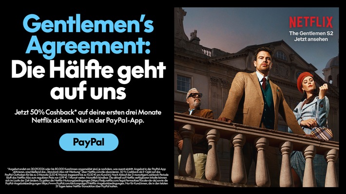 PayPal-Kund:innen können 50 % Cashback auf die ersten drei Monate ihres Netflix-Abos erhalten