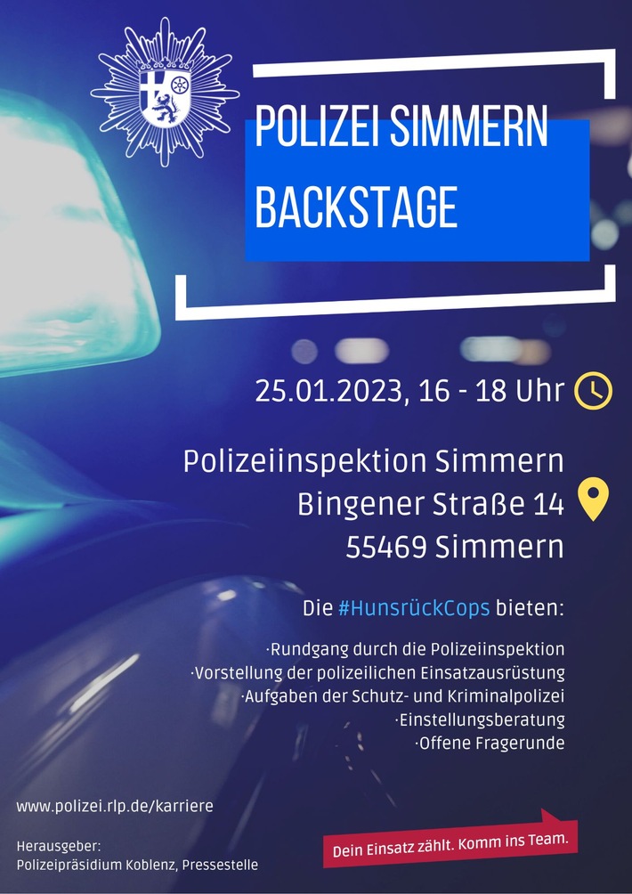 POL-PPKO: Polizei Simmern backstage erleben