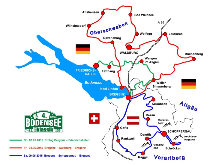 4. Bodensee-Klassik 2015: 170 Old- und Youngtimer sind vom 7. bis zum 9. Mai 2015 im Dreiländereck dabei