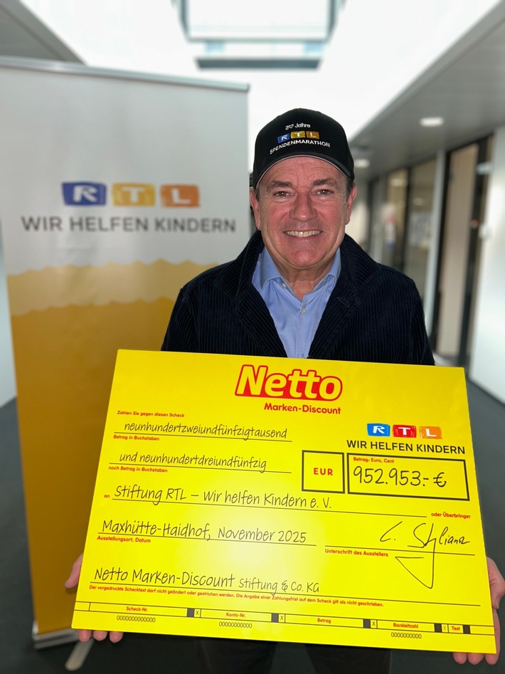 Partnerschaft für benachteiligte Kinder: Spendenstarkes Jahr: Netto wird Kinderhilfsprojekte der Stiftung RTL 2025 mit über 1 Million Euro unterstützen