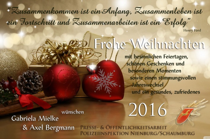 POL-NI: Weihnachts- unbd Neujahrsgrüße von der Polizei Nienburg