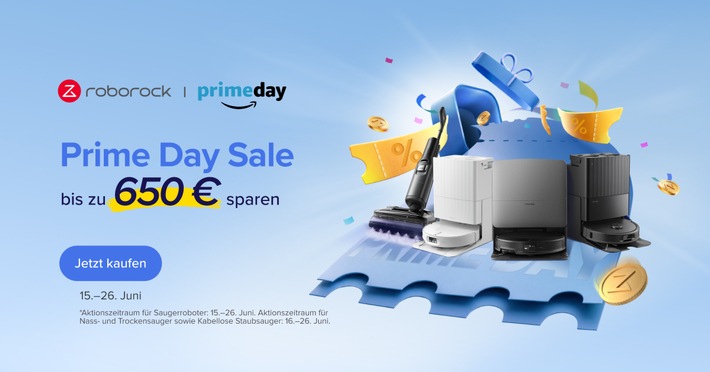 Roborock Rabatte zum Prime Day! Premium-Saugrobotern und Nass-Trockensauger um bis zu 42 % reduziert!