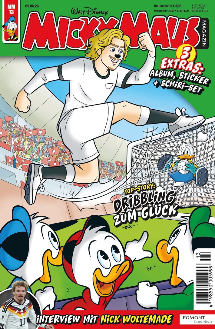 Fußballstar Nick Woltemade duckifiziert im Micky Maus Magazin!