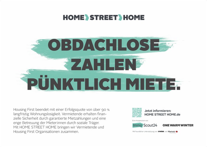 Obdachlose zahlen pünktlich Miete / ImmoScout24 unterstützt Housing First-Organisationen mit neuer Kampagne