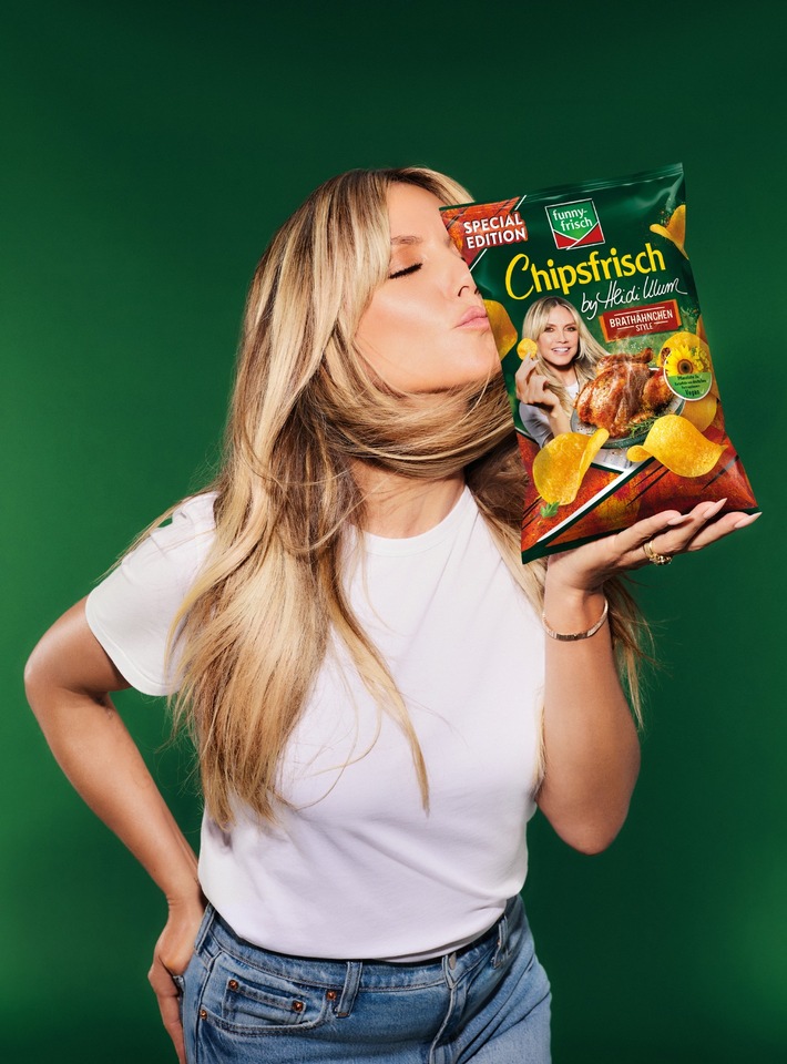 Supermodel Heidi Klum und funny‑frisch launchen Chipsfrisch Brathähnchen Style
