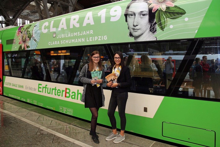 Clara Schumann in Leipzig - CLARA19-Zug der Erfurter Bahn wirbt für das Jubiläumsjahr 2019
