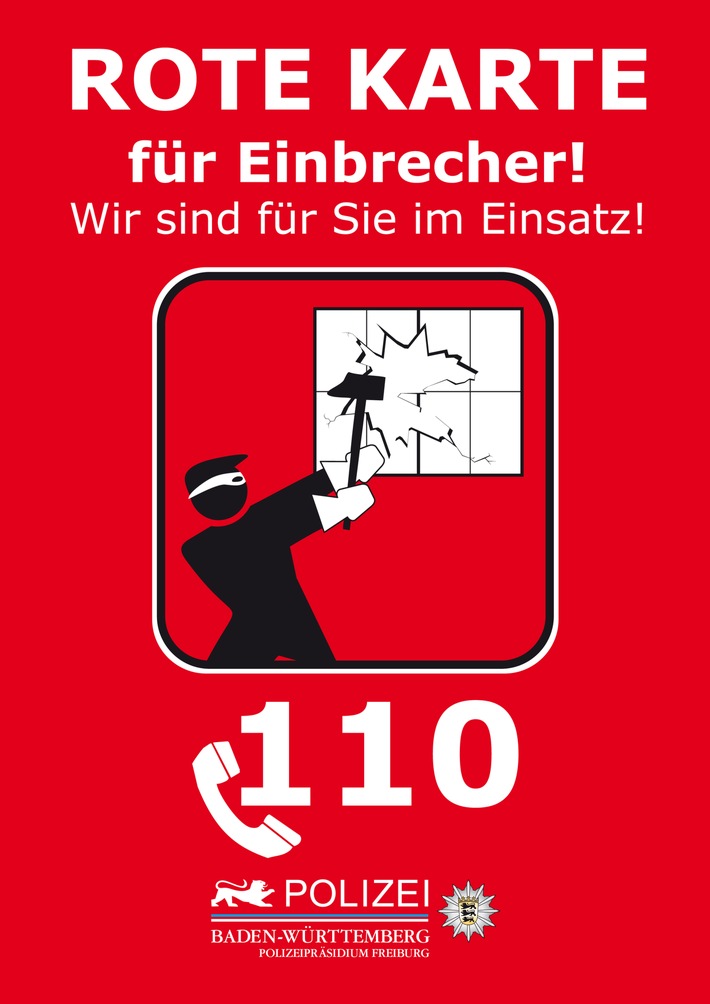 POL-FR: Lkr. Breisgau-Hochschwarzwald/Freiburg: Wohnungseinbrüche in Mooswald, Neuenburg am Rhein und Badenweiler / Plakataktion gegen Einbruchskriminalität in allen Lkr. des PP Freiburg gestartet