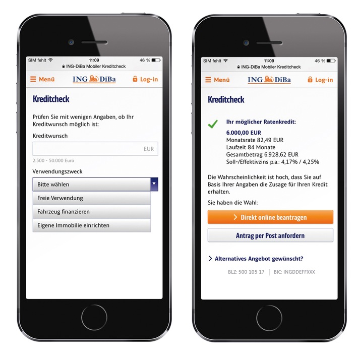 ING-DiBa führt mobilen Kreditcheck ein