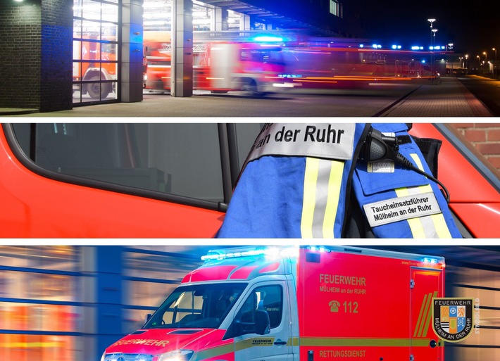FW-MH: Erhöhtes Einsatzaufkommen für die Feuerwehr Mülheim. Feuerwehrtaucher unterstützen die Feuerwehr in Duisburg.