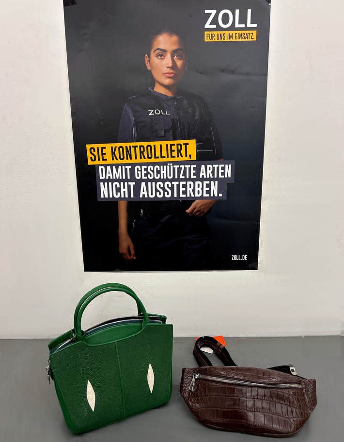 HZA-SI: ZOLL stellt Handtaschen aus artengeschütztem Leder sicher