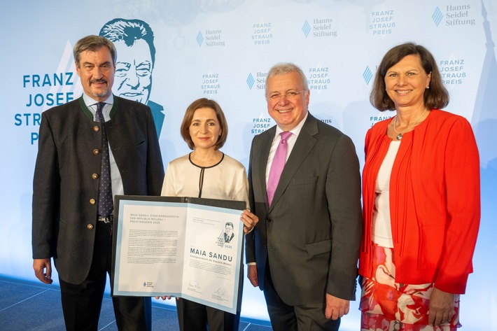 PM Maia Sandu hat Franz Josef Strauß-Preis erhalten