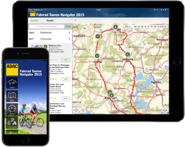 ADAC Verlag GmbH &amp; Co. KG: Neue App &quot;Fahrrad Touren Navigator Deutschland 2015&quot; / Mehr als 6000 Radtouren inklusive sprachgeführter Navigation