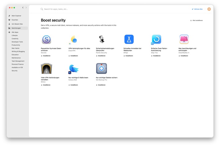 Setapp - Boost-Security-Sammlung
