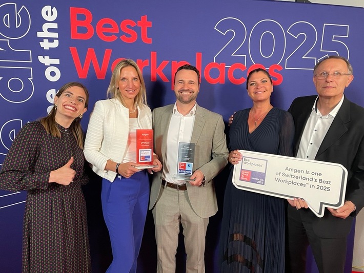 Amgen zählt auch 2025 zu den besten Workplaces (TM) der Schweiz / Biotechnologie-Unternehmen überzeugt mit wertebasierter Arbeitskultur, hoher Mitarbeitendenzufriedenheit und flexiblem Arbeitsmodell