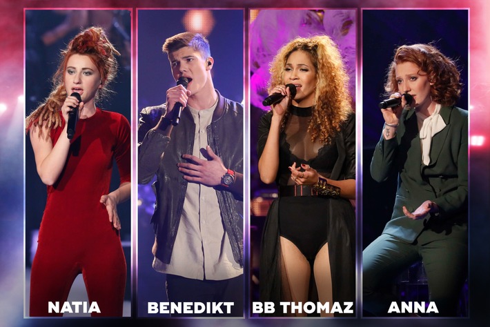 "The Voice of Germany"-Halbfinale legt zu / Natia Todua, Benedikt Köstler, BB Thomaz und Anna Heimrath singen sich ins Finale / SAT.1 Marktführer am Sonntag