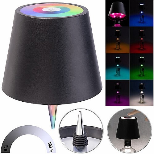 Flaschen-Upcycling mit stimmungsvollem Licht: Lunartec Akku-LED-Tischleuchten-Aufsatz für Flaschen, RGBW, für innen & außen