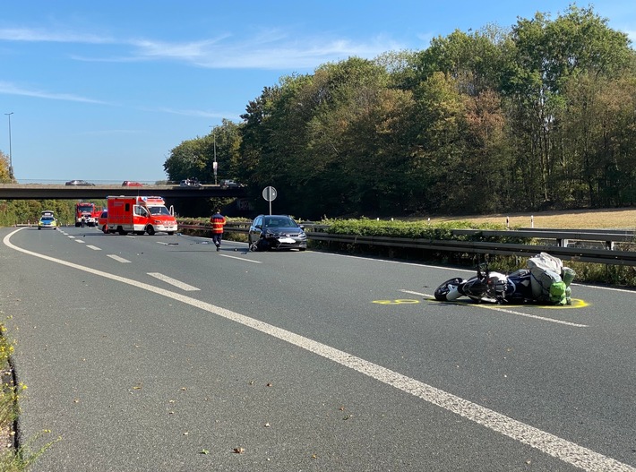 FW-MK: Verkehsunfall mit Krad auf der Autobahn BAB 46