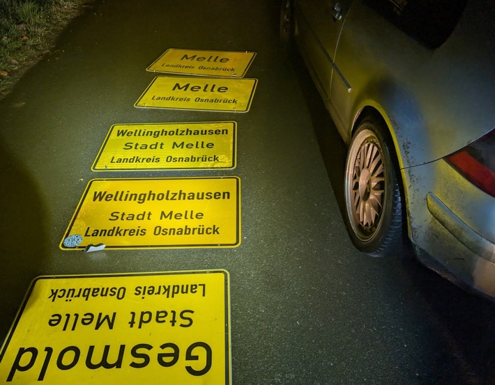 POL-OS: Melle: Fünf Ortsschilder im Kofferraum - Routinekontrolle mit Überraschungseffekt