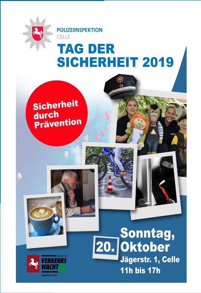 POL-CE: Celle - Tag der Sicherheit 2019 am Sonntag, 20. Oktober 2019 +++ Polizeiinspektion Celle lädt ein zu einem bunten Tag mit vielen wissenswerten Informationen rund um das Thema "Sicherheit"