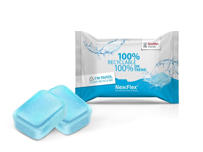 For Bath Tabs or Dishwasher and Laundry Detergents: Koehler Paper Presents New Recyclable Packaging Paper “Koehler NexPlus® Seal WVB” with Vapor Barrier at Fachpack 2024