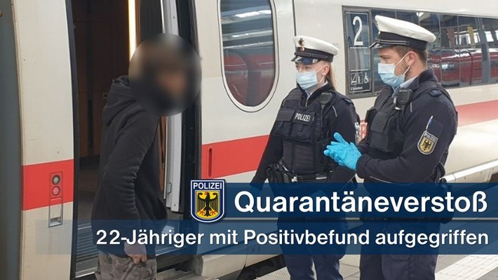 Bundespolizeidirektion München: 22-Jähriger begeht Quarantäneverstoß: Trotz Covid-19-Positivbefund im Hauptbahnhof München unterwegs