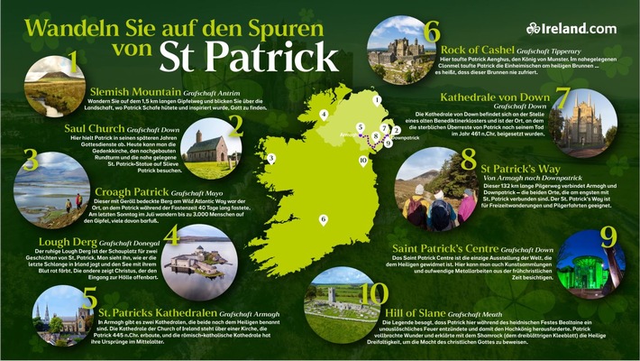 Mit dem heiligen Patrick über die grüne Insel / In Irland und Nordirland finden sich zahlreiche spannende Plätze und Stätten mit Bezug zum Schutzpatron