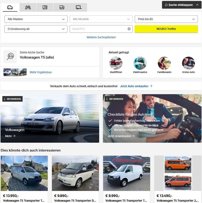 AutoScout24 führt personalisierte Startseite ein