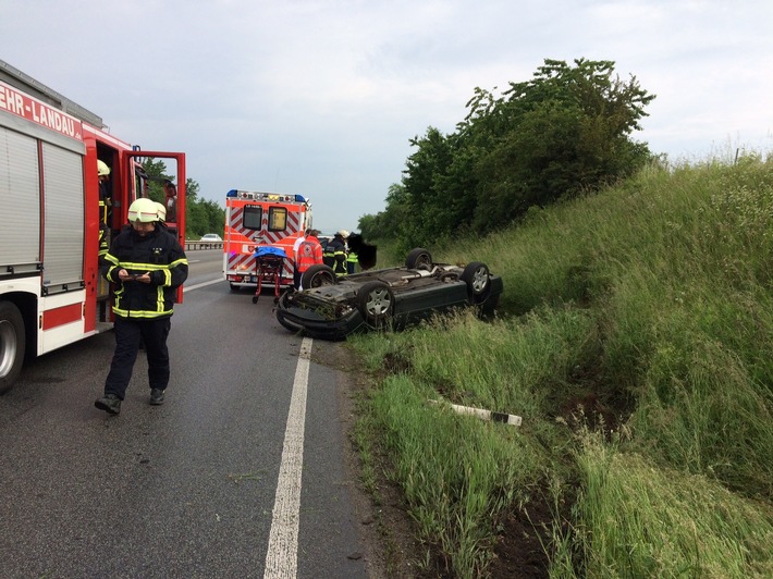 POL-PDLD: Landau A65. PKW auf Dach