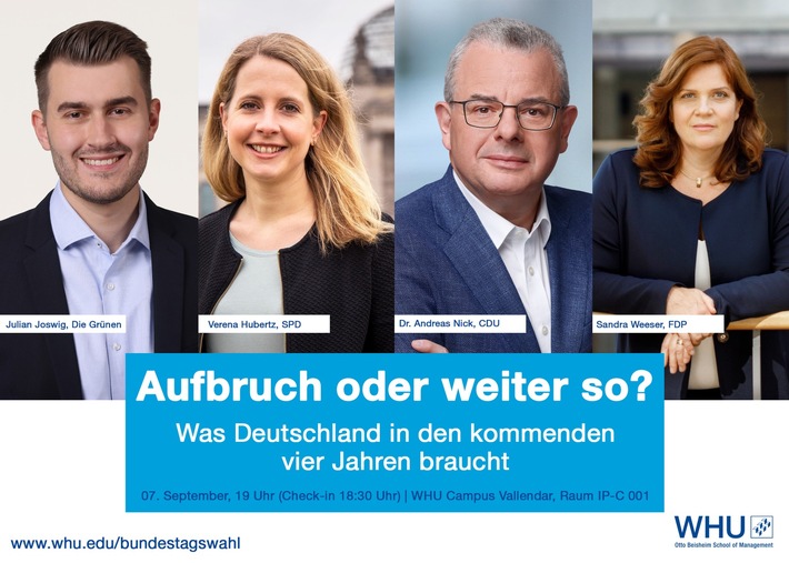 Diskussionsrunde mit Bundestagskandidaten an der WHU