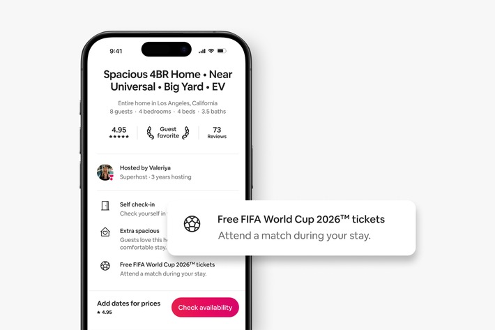 Gastgeber:innen auf Airbnb bieten Gästen das ultimative Upgrade: Freikarten für die FIFA Fussball-Weltmeisterschaft 2026 [TM]