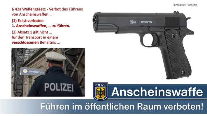 Bundespolizeidirektion München: Jugendlichen Softairpistole abgenommen: Bundespolizist reagiert schnell