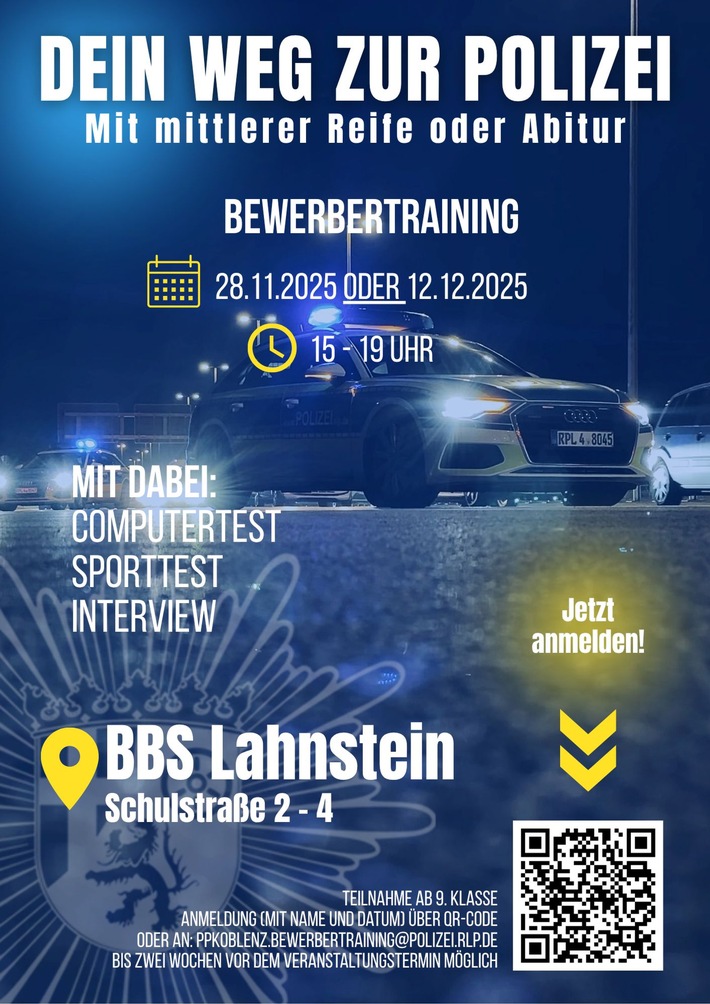 POL-PPKO: Dein Weg zur Polizei - Bewerbertraining an der BBS Lahnstein