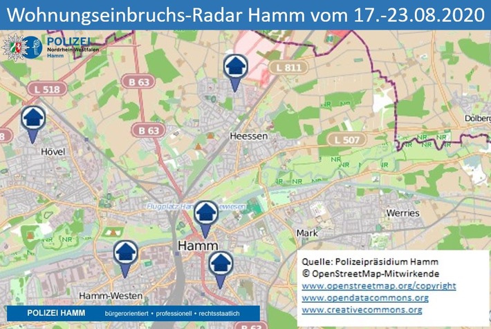 POL-HAM: Wohnungseinbruchs-Radar Hamm 17.08. bis 23.08.2020