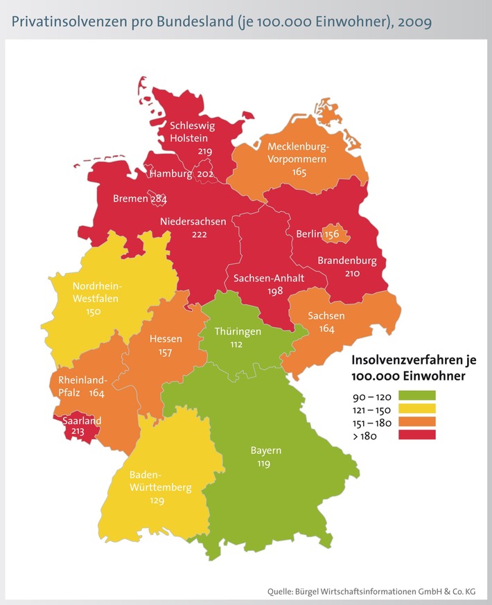 Knapp neun Prozent mehr Privatpleiten in 2009 (mit Bild)