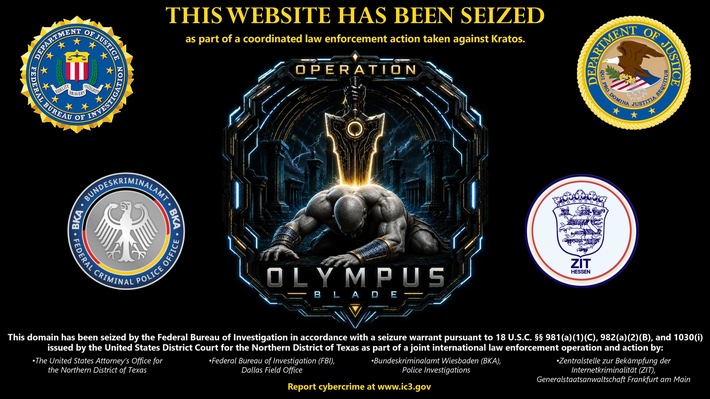 BKA: Erfolgreicher Schlag gegen eine der weltweit gefährlichsten Phishing-Gruppierungen / Deutschland und die USA gehen gemeinsam gegen die Gruppierung "Kratos" und das Phänomen Phishing-as-a-Service vor