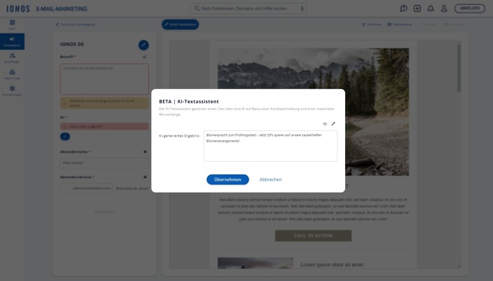 IONOS stellt KI-gestütztes E-Mail-Marketing für die digitale Kundenakquise vor