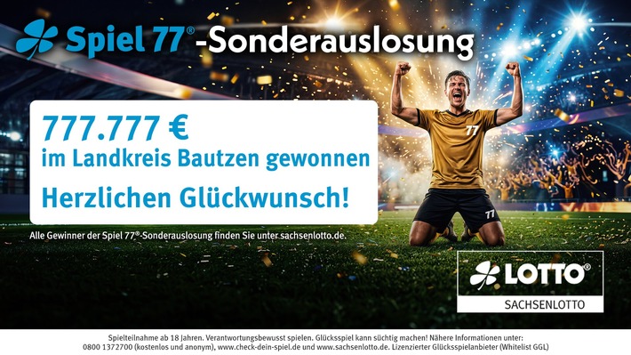 Spiel 77: Hauptgewinn von 777.777 Euro aus Sonderauslosung geht nach Sachsen