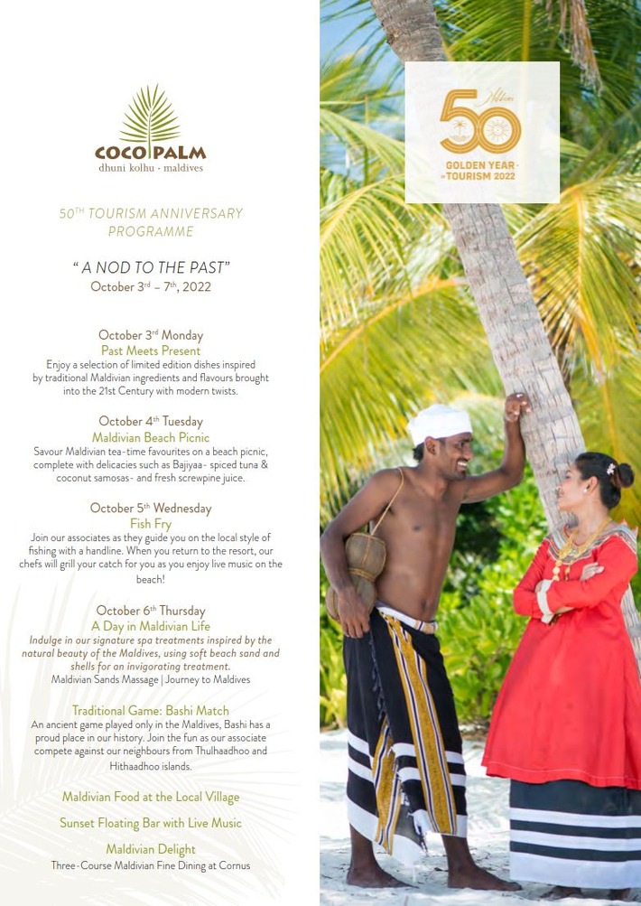Coco Palm Dhuni Kolhu feiert 50 Jahre Malediven Tourismus mit einem Festprogramm