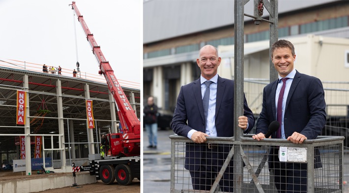 Richtfest am Erweiterungsbau bei NORMA in Kerpen: Logistikzentrum wächst um knapp 10.000 Quadratmeter / Wichtiger Meilenstein für die Expansion in Westdeutschland