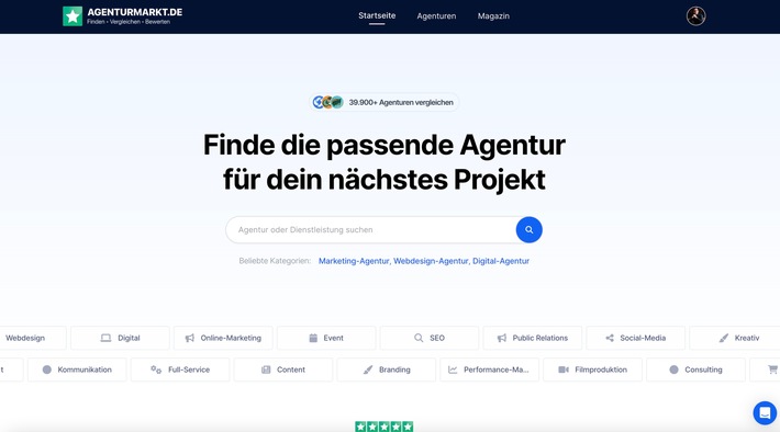 Agenturmarkt.de startet mit 40.000 Agenturen: Neue Vergleichs- und Bewertungsplattform für Dienstleister vorgestellt