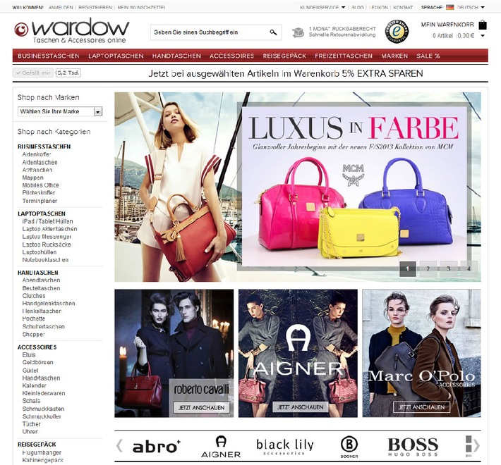 Taschenspezialist wardow.com wird eine GmbH und startet mit Millioneninvestitionen in das neue Geschäftsjahr (BILD)
